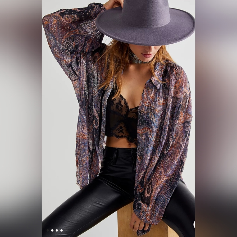NWOT Free people My Best Top Sheer Paisley Tunic